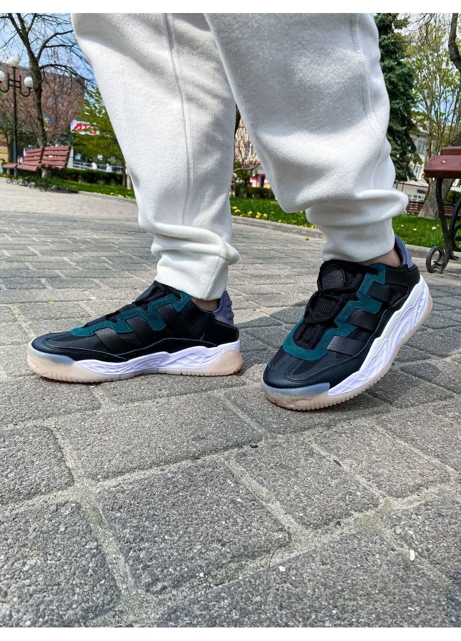 Сірі Осінні кросівки чоловічі adidas niteball white black green адідас найтбол No Brand