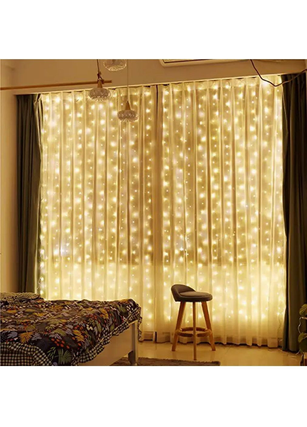 Гирлянда роса светодиодная с работой от USB пультом управления 8 режимов свечения 10 м 300 диодов (481989-Prob) Теплая Unbranded (369414186)