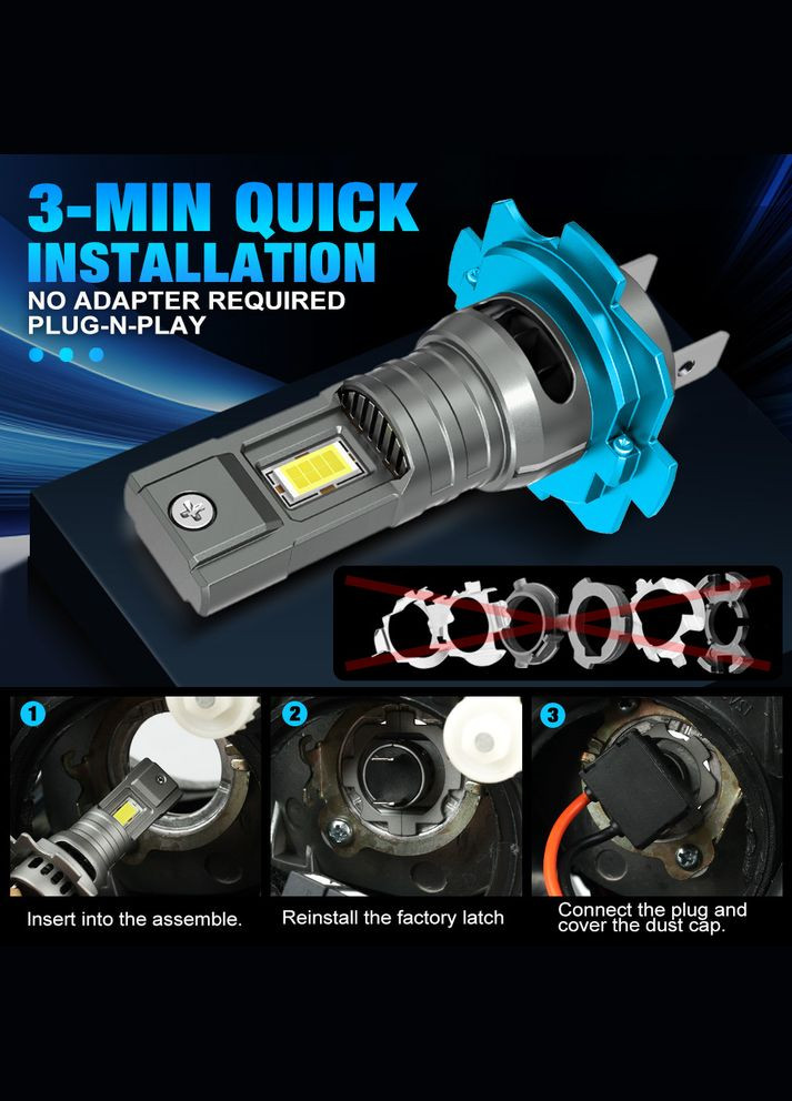 Две светодиодные лампы H7 LED S&D CSP Chips 12 W 6500K No Brand (323223727)