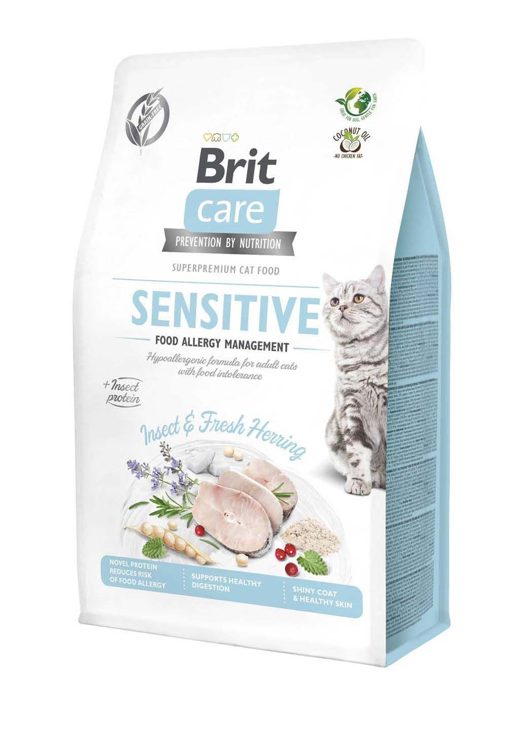 Сухой корм для кошек с пищевой непереносимостью Cat GF Insect с насекомыми и рыбой 0.4 кг Brit Care (286472730)