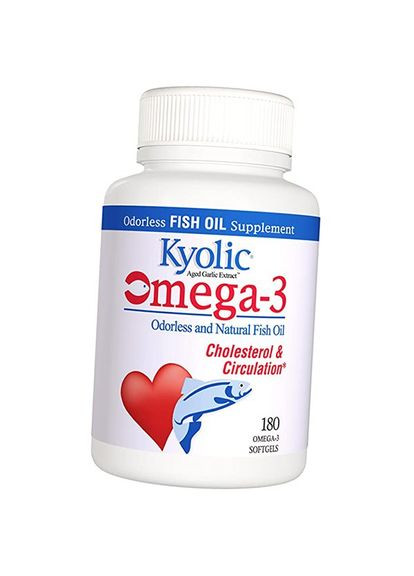 Натуральный Рыбий Жир без запаха, Omega-3 Cholesterol & Circulation, 180гелкапс (67539001) Kyolic (322725894)