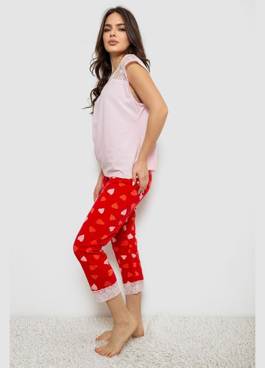 Розовая всесезон пижама женская с принтом Fashion