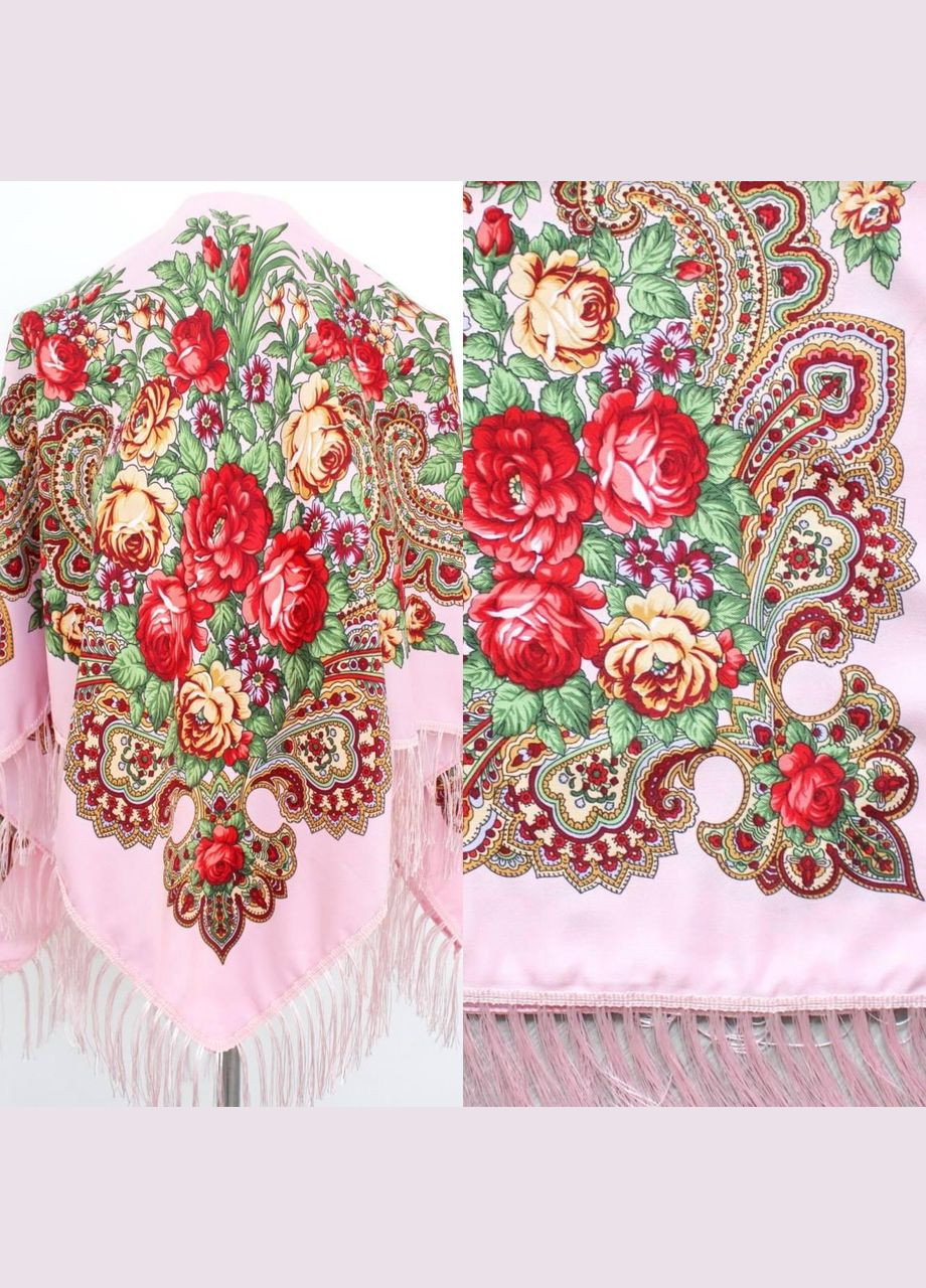 Платок в народном стиле "Романтические цветы" Пудра 621013 Husta (322502111)