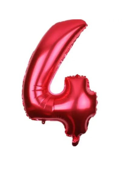 Шарик цифра 4 фольгированная 32 дюйма красный Jannet кулька (333340217)