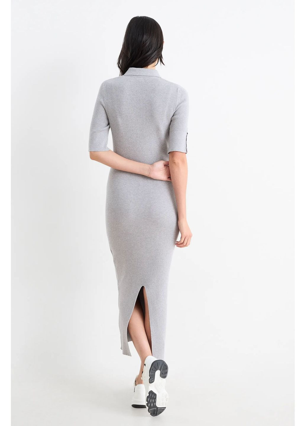 Сіра кежуал сукня-поло у рубчик C&A однотонна