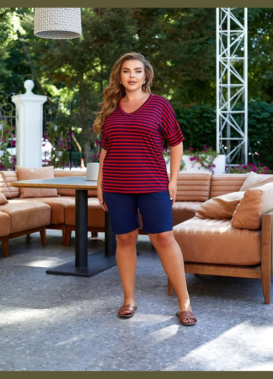 Костюм-двійка футболка з шортами SF-283 ваше нове улюблене літнє вбрання Червоний, 58 Sofia (298617266)