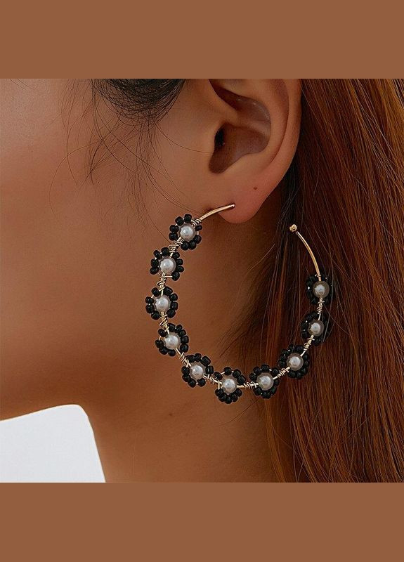 Чорно-білі перлинні сережки сережки кільця, нові! арт. 5014 Fashion Jewelry (336950267)