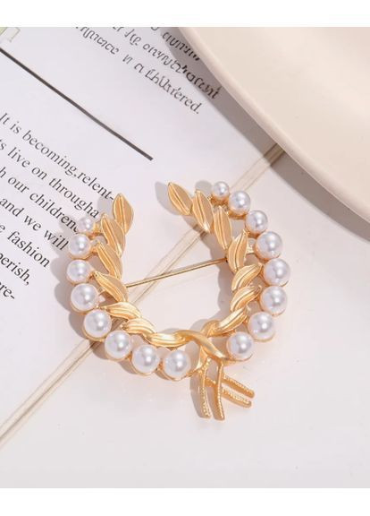 Брошка жіноча універсальна Золотистий Лавр No Brand (369622083)