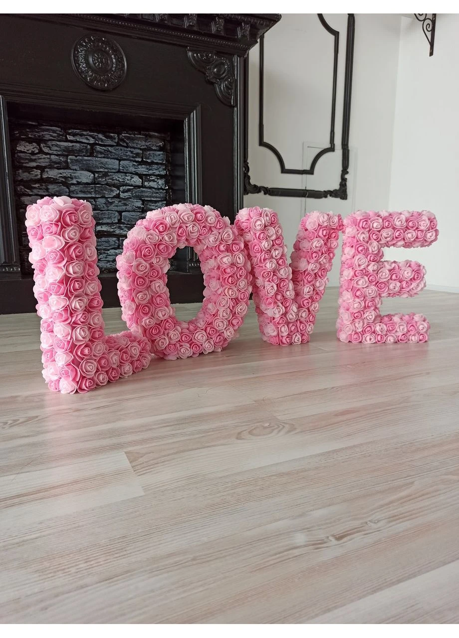 Объемные буквы Буквы LOVE из розовых или красных роз из фоамирана для декора свадьбы, ко дню Валентина No Brand (390372231)