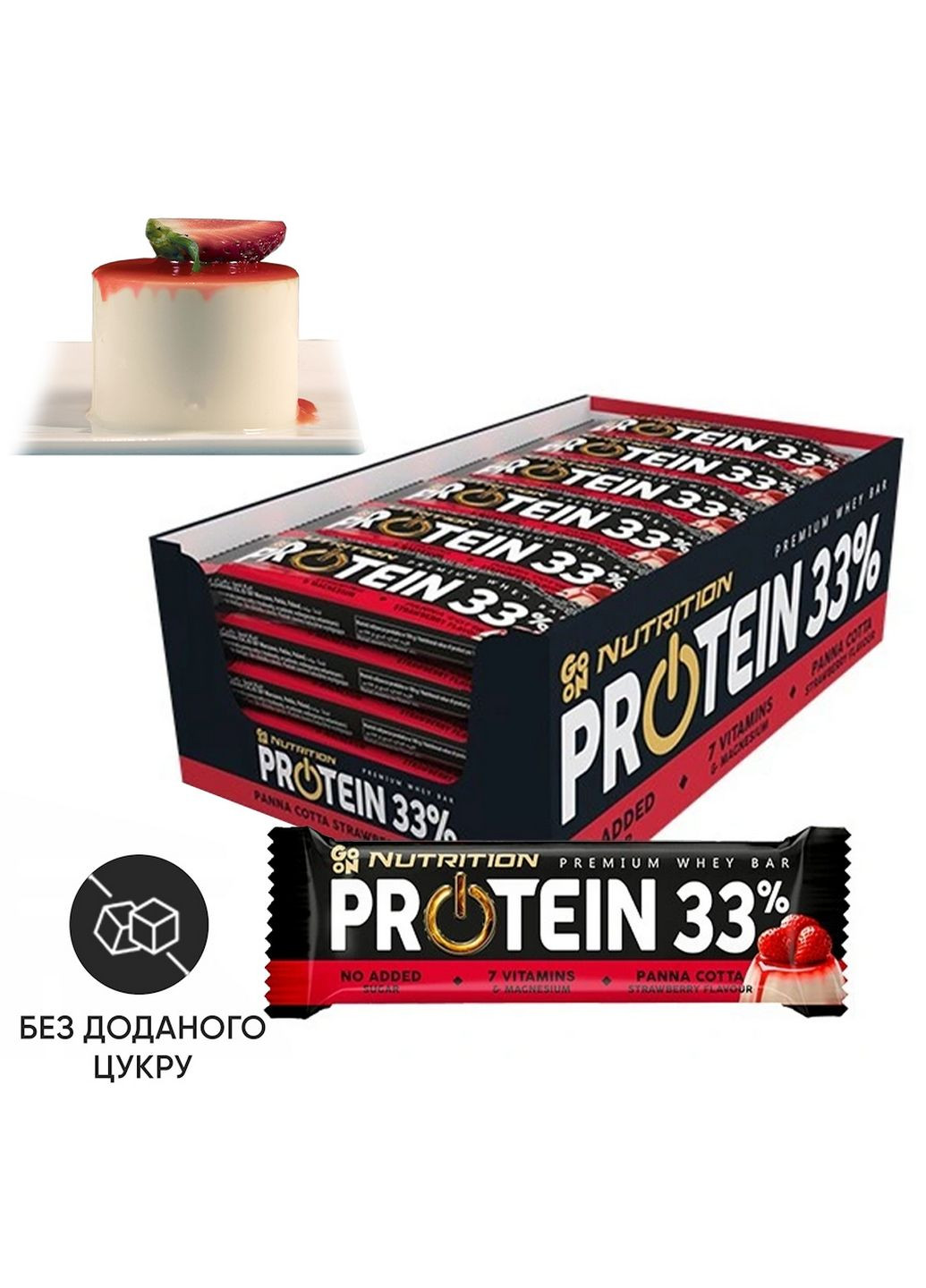 Батончик Protein 33% БЛОК, 25*50 грамм Панакотта-клубника Go On Nutrition (315870668)
