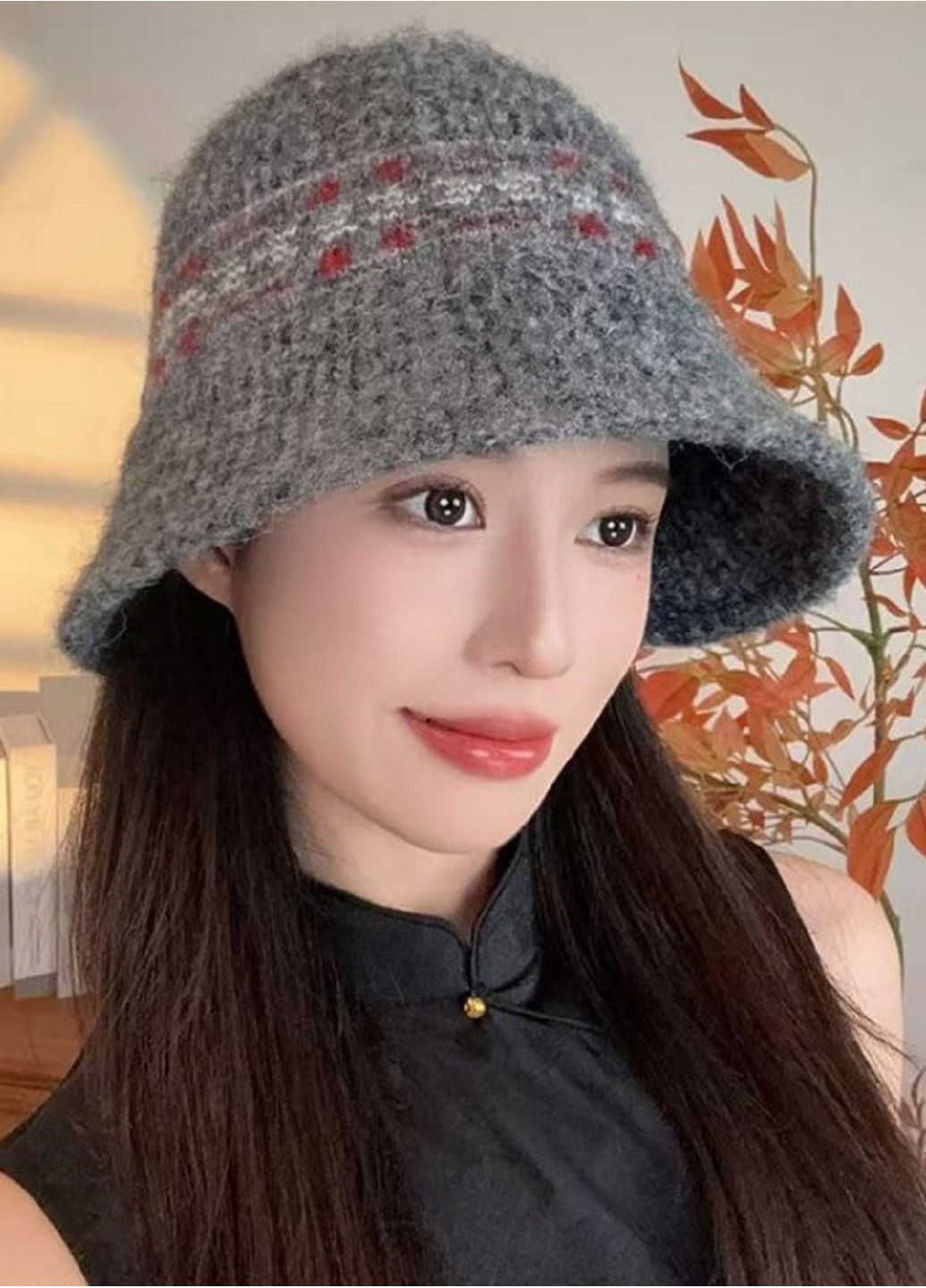 В'язана Зимова Шапка Тепла Панама Вовняний Капелюх для Жінок у Ретро Стилі з Орнаментом 55-59 см No Brand в'язана шапка панама (365301164)