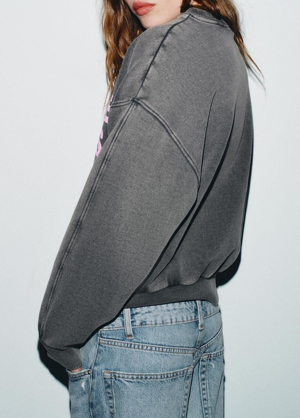 Графітовий світшот Zara напис (369009730)