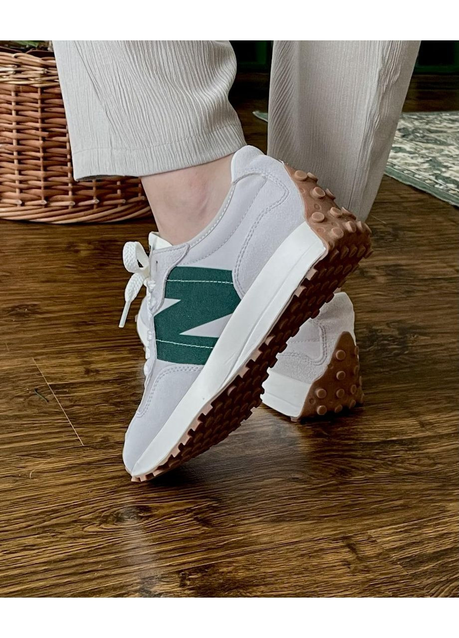 КРОСІВКИ ЖІНОЧІ NEW BALANCE 327 BEIGE GREEN V2 НЬЮ БЕЛАНС 327 No Brand сірі демісезони (369389839)