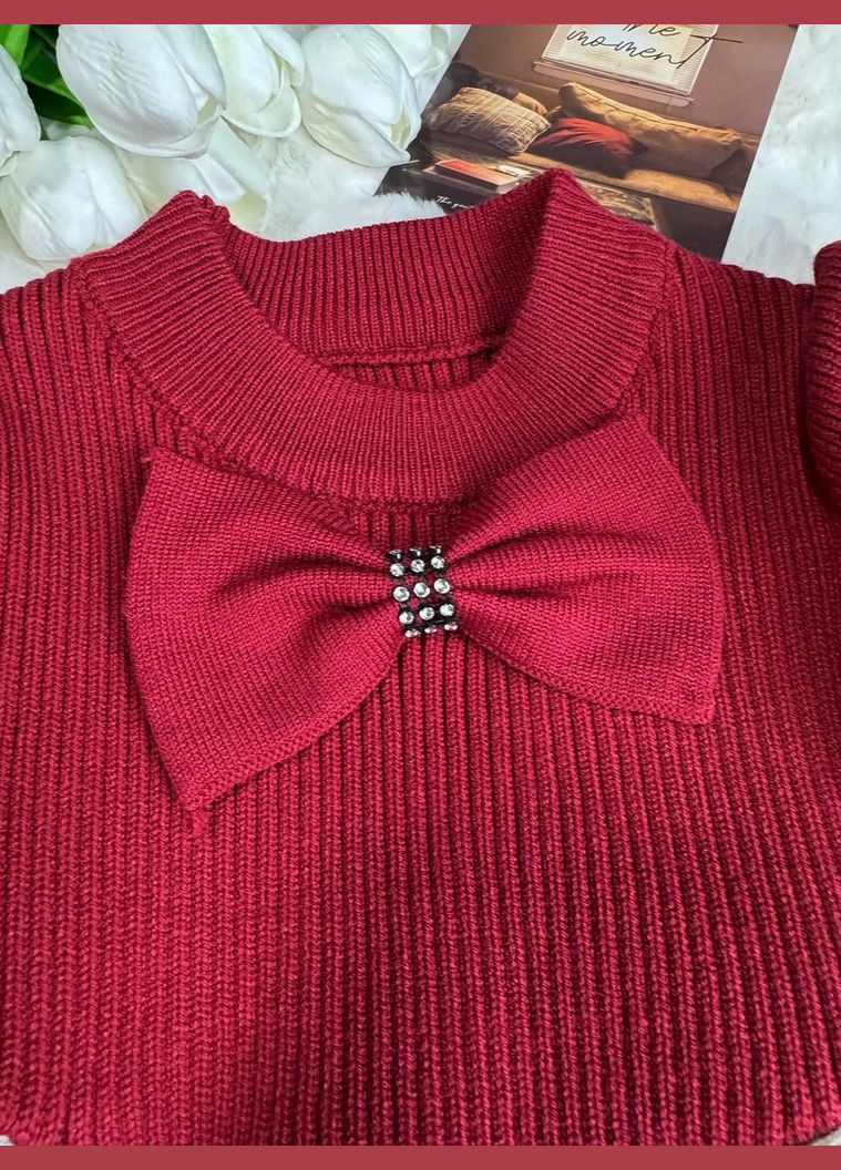 Комбинированное платье для девочки вязаное с бантиком 10706 No Brand (317291223)