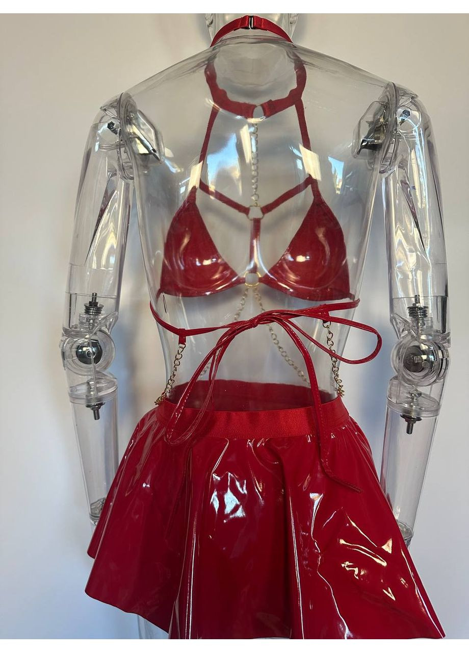 Латексный костюм женский для ролевих игор "Новогодний кролик" красный No Brand (315403198)