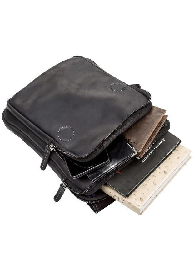 Сумка планшет через плече для документів та для телефону чоловіча з натуральної шкіри маленька Чорний 37371 Shvigel (352527463)