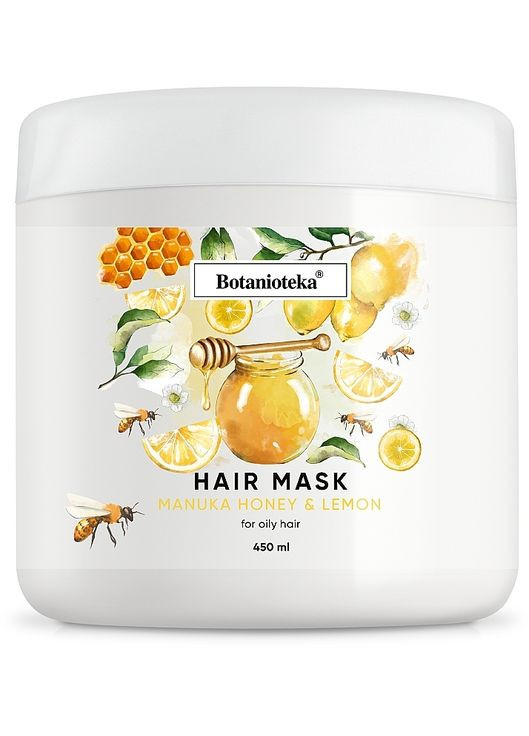 Маска для жирных волос "Лимон и мед манука" 450ml (863419-31018366) Botanioteka (369125551)