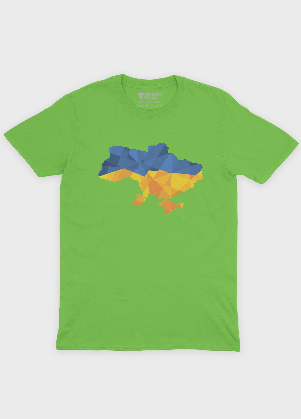 Салатовая мужская футболка с патриотическим принтом карта украины (ts001-1-kiw-005-1-005) Modno