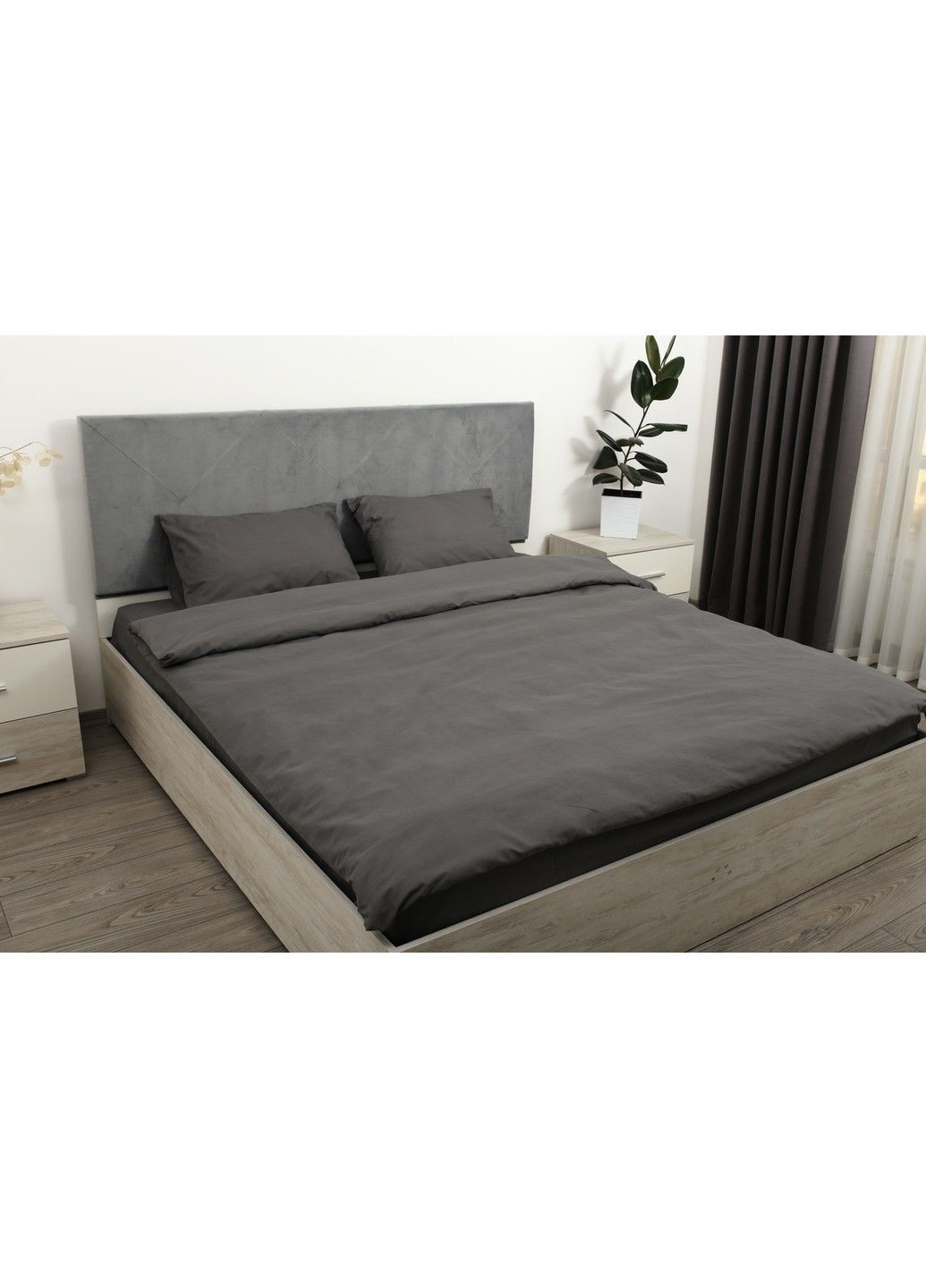 Комплект постільної білизни сімейний glux-1027 графіт наволочка 50x70 Amore (309003683)