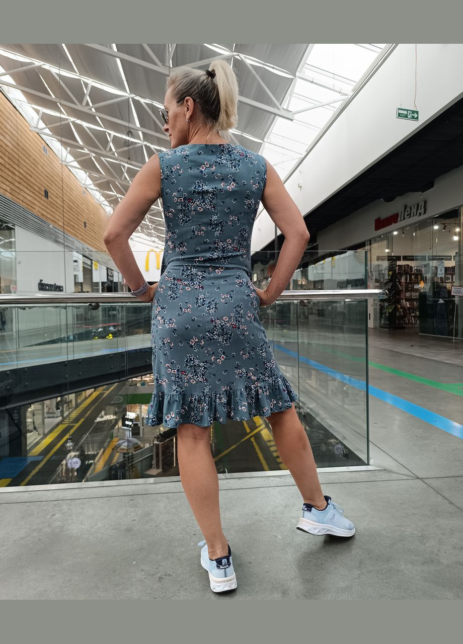 Зелена кежуал сукня-сарафан стретч-льон 2 Льва