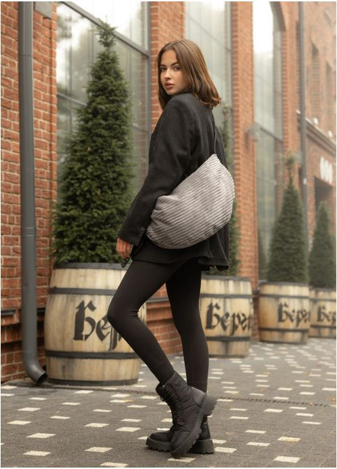 Жіноча хутряна сумка Хобо Графіт (729058428) Sambag (360965795)