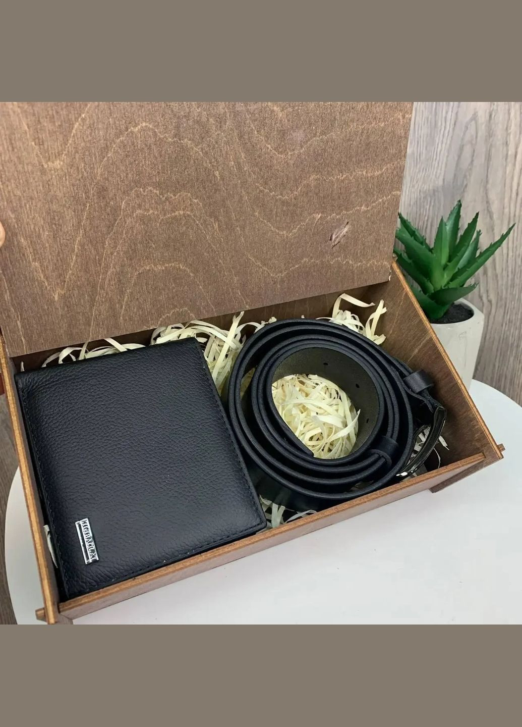 Чоловічий подарунковий набір с ремнем і гаманцем шкіряний PTR No Brand (317769840)