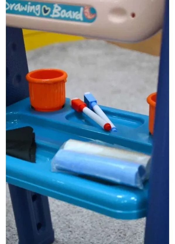 Багатофункціональний двосторонній мольберт для дітей 4 в 1 з магнітною поверхнею та кільцем для баскетболу (2104618861) No Brand (370605071)