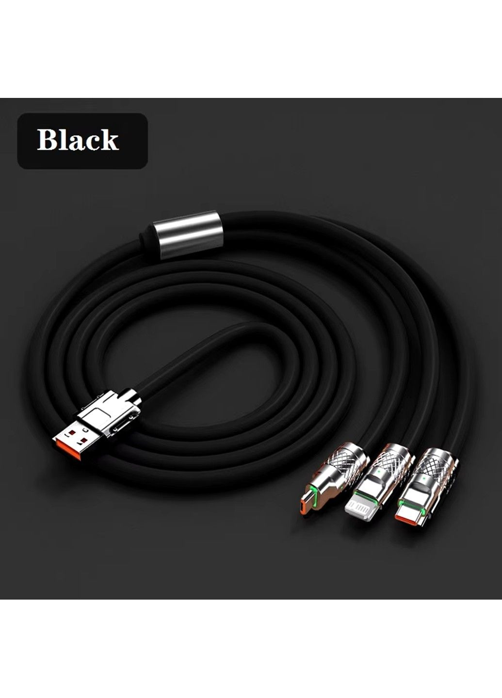 Кабель універсальний для заряджання 3 в 1, швидка зарядка, передача даних microUSB, Type-C, Lightning YXF23571 No Brand (304971279)