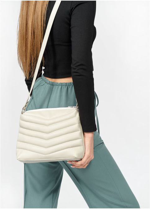 Сумка через плечо из экокожи женская кросс-боди Rose MRN Серый Черный Sambag (302007387)