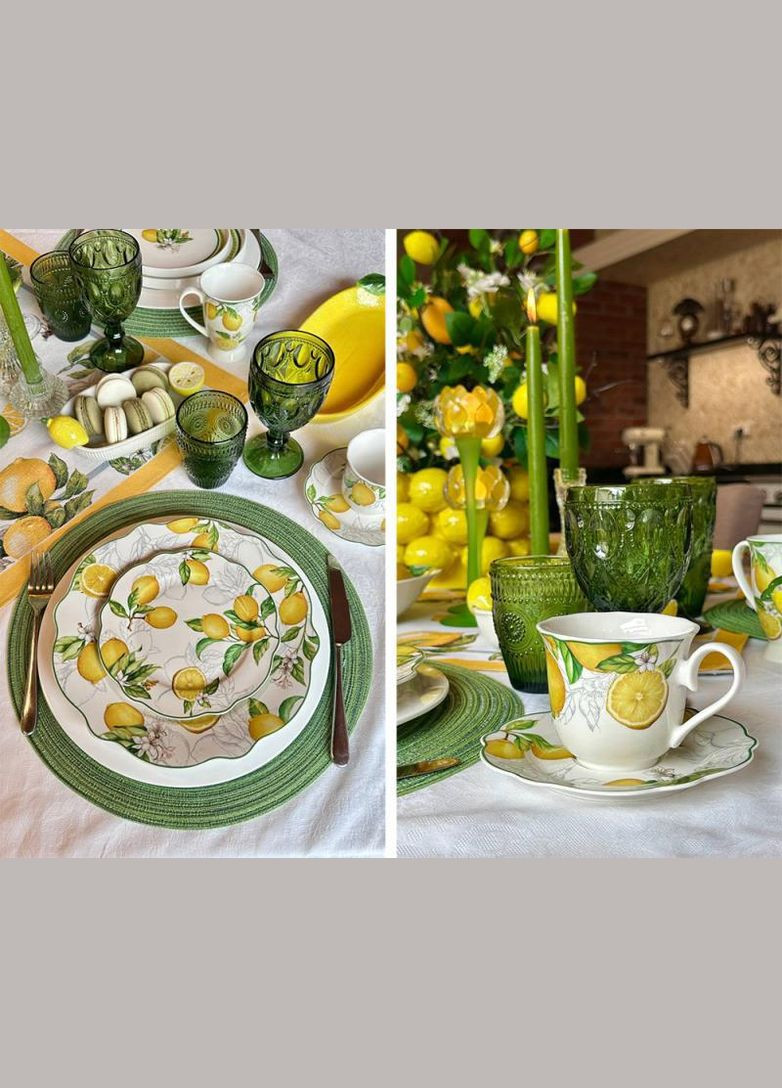 Набір 3 овальних блюда "Сицилійський Лимон" 30.5х16см, порцелянові Bona (339781939)