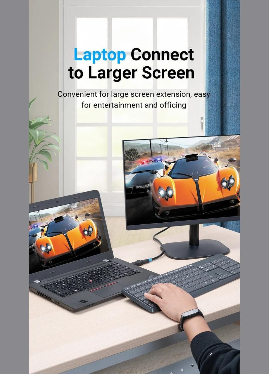 Переходник Display Port (DP) на HDMI 4K/30Hz (Full HD) (HBOB0) Vention (322196695)