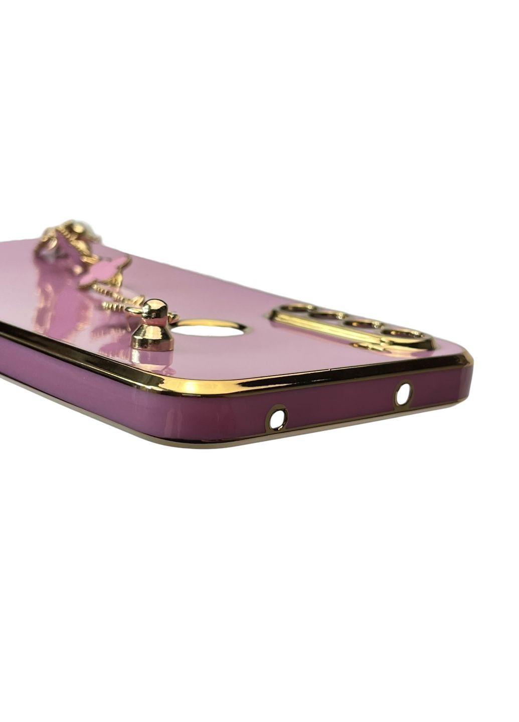 Чохол для телефона Redmi Note 8T жіночій із ремінцем з прикрасами та золотою окантовкою на сяомі редмі нот 8т чорничний gs1 Xiaomi (366389975)