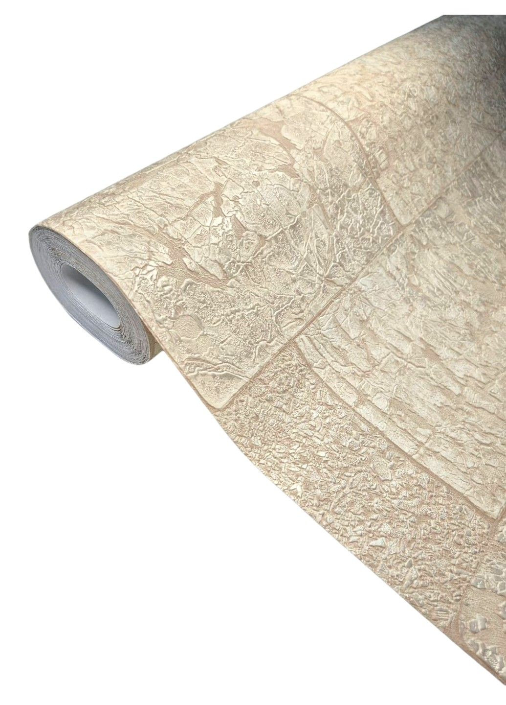 Вінілові шпалери 10.05 × 1.06 м 1570-02, бежеві з імітацією каменю для вітальні, кухні, коридору Слов'янські шпалери (340275290)