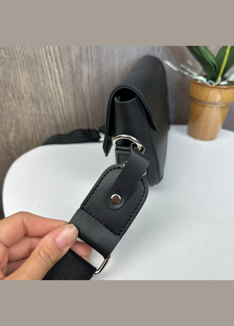Жіноча міні сумочка клатч на плече екошкіра чорна (sku_1523) No Brand (330576226)