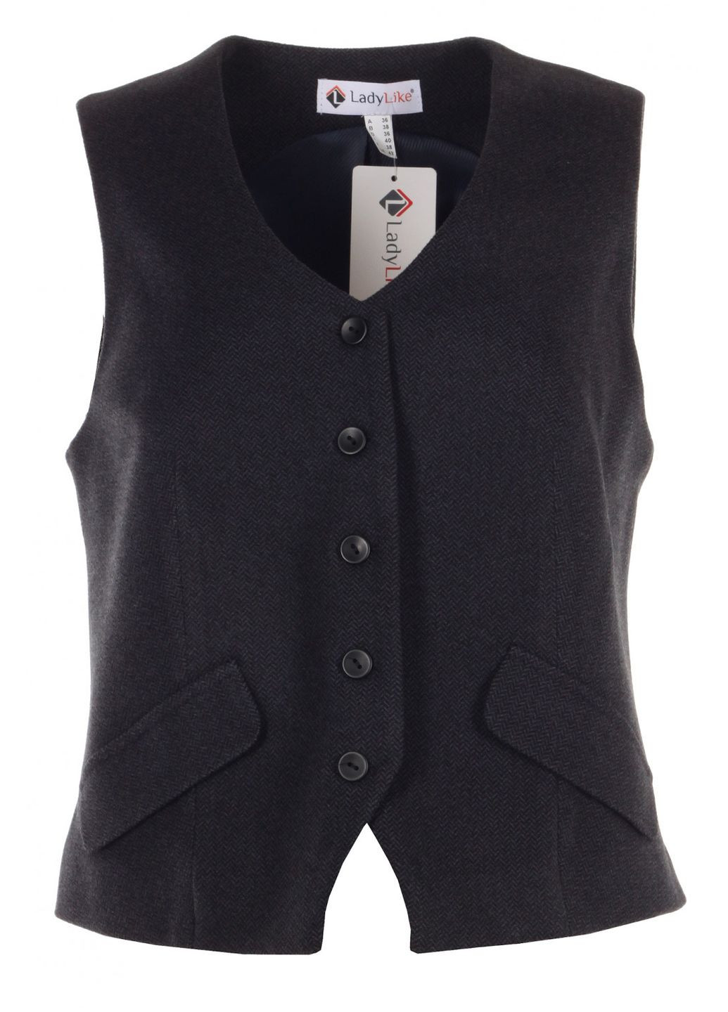 Темно-серый женский женский жилет с узким кроем на пуговицах (ll219865891) LadyLike - всесезон