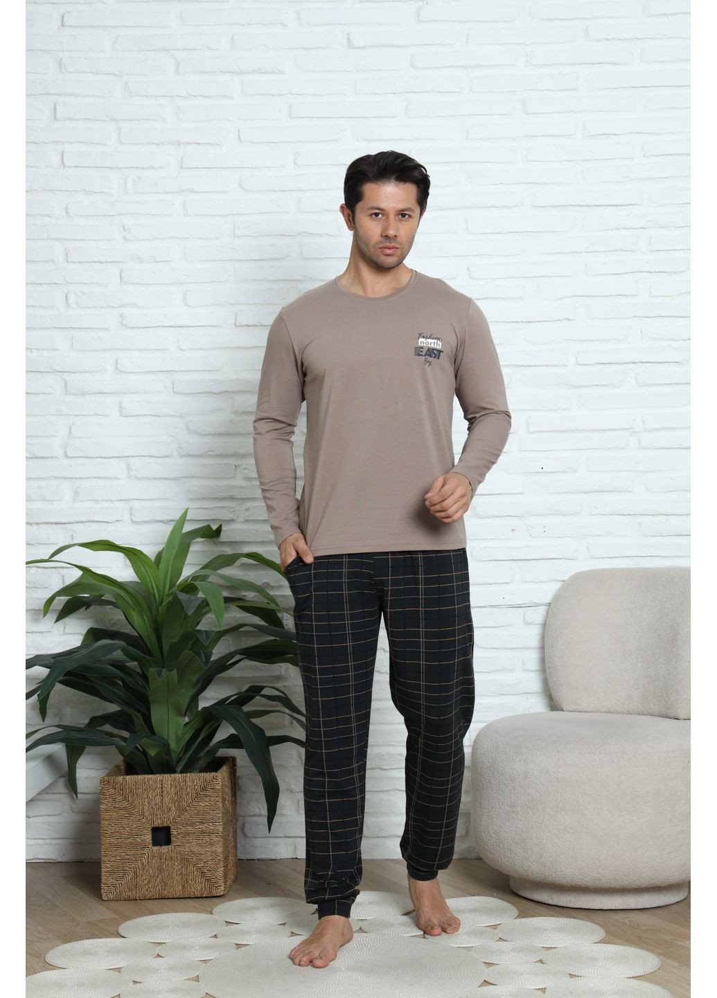 Чоловічий комплект штани у клітку Plus Size Tom John (365720494)