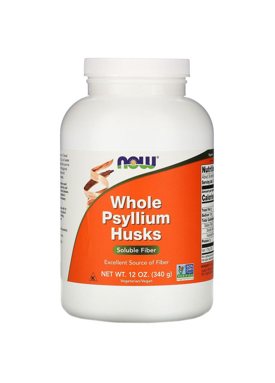 Псиллиум Whole Psyllium Husks Подорожник цельная шелуха семян 340 г Now Foods (264648112)