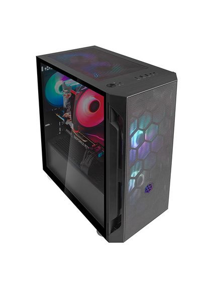 Корпус FARA FAH1MB-PRO, без БЖ, 1xUSB3.0, 2xUSB2.0, 3x120mm ARGB fan, TG Side Panel, mATX, Black Silver Stone (314981893)