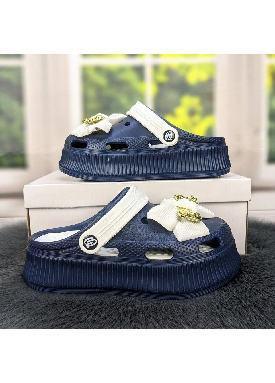 Сабо кроксы женские на платформе с бантиком Progress (299374742)