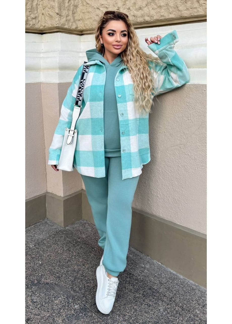 Костюм тройка SM, рубашка в клетку кашемир пальтовый, костюм брюки и кофта тринитка на флисе Україна (362648134)
