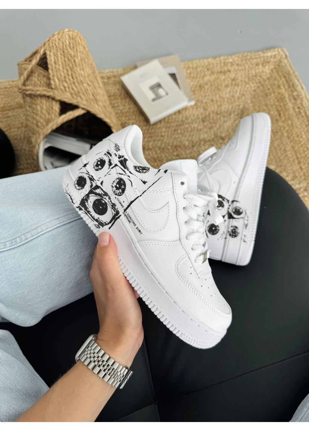 Комбіновані літні кросівки nike air force 1 low х comme des garçons supreme найк аір форс 1 No Brand