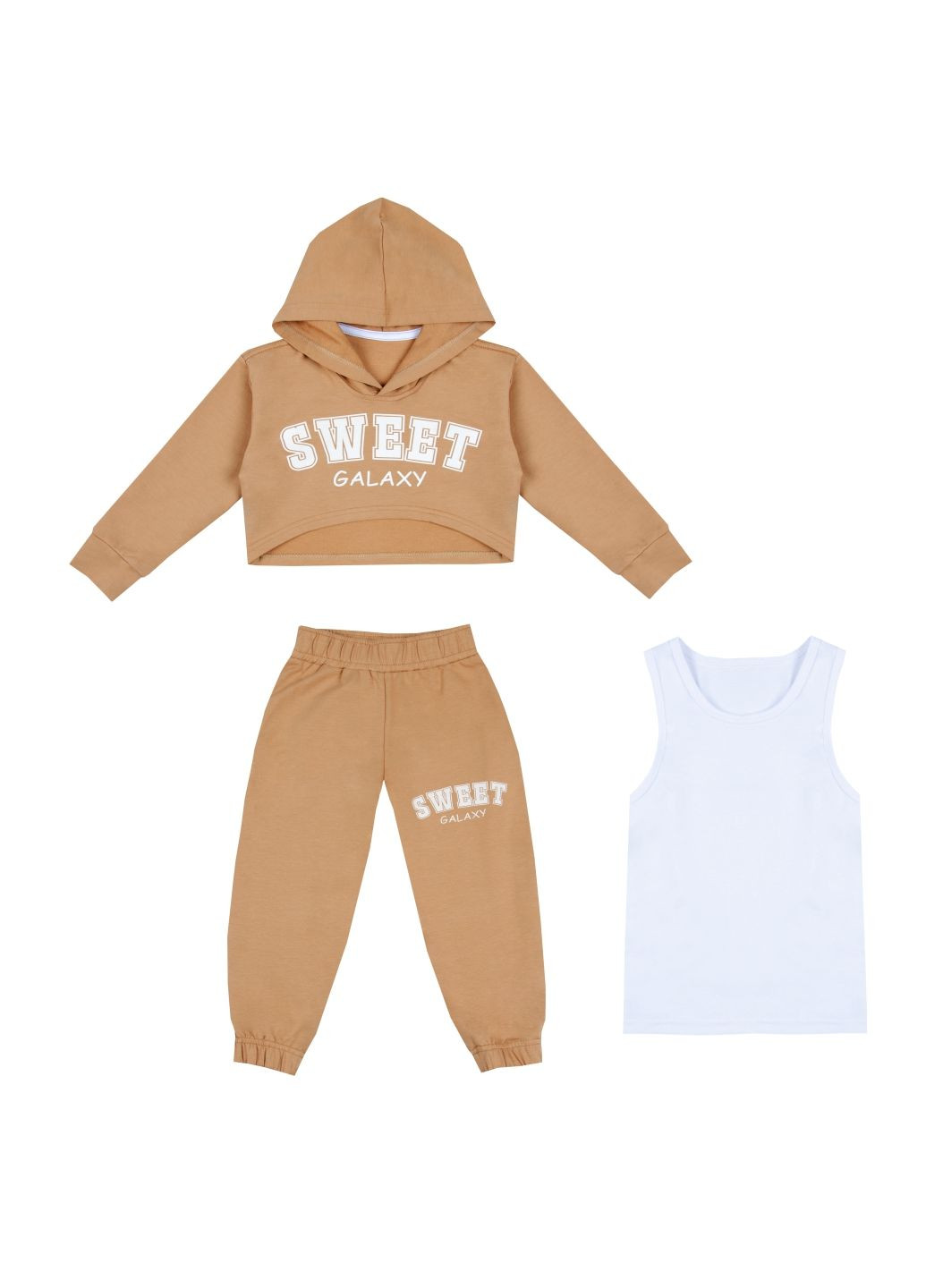 Светло-коричневый летний детский костюм для девочки ks-25-5 GABBI