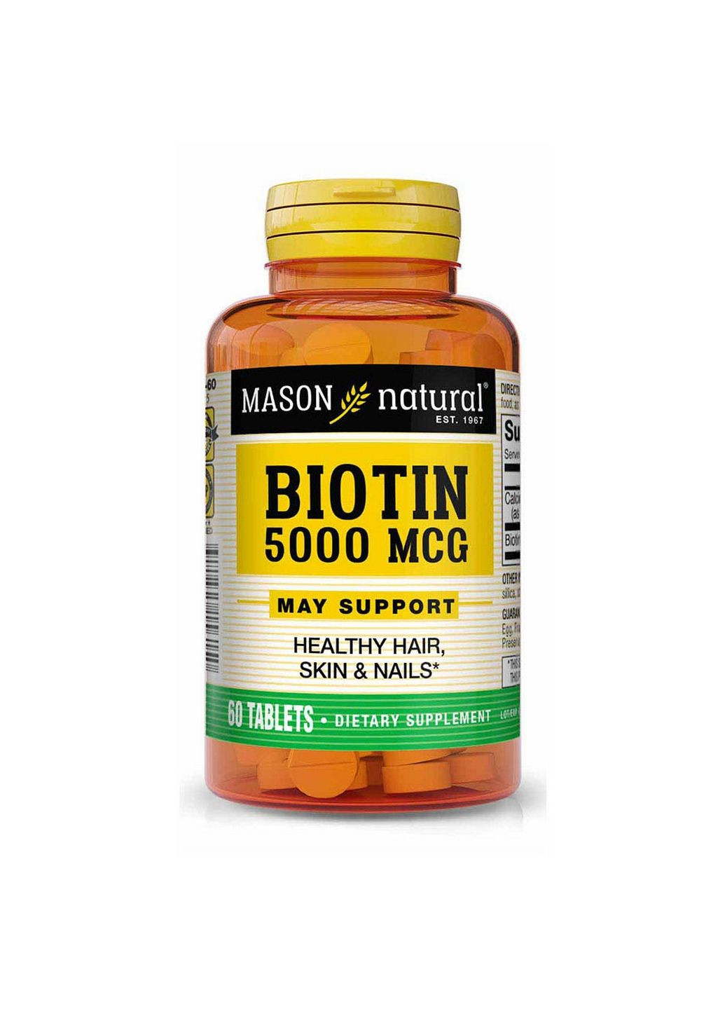 Вітаміни та мінерали Biotin 5,000 mcg, 60 таблеток Mason Natural (293339368)
