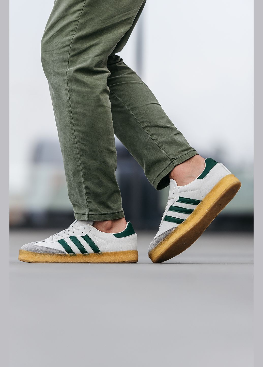 Білі Осінні кросівки чоловічі і жіночі adidas samba x ronnie fieg x clarks white | адідас самба білі No Brand