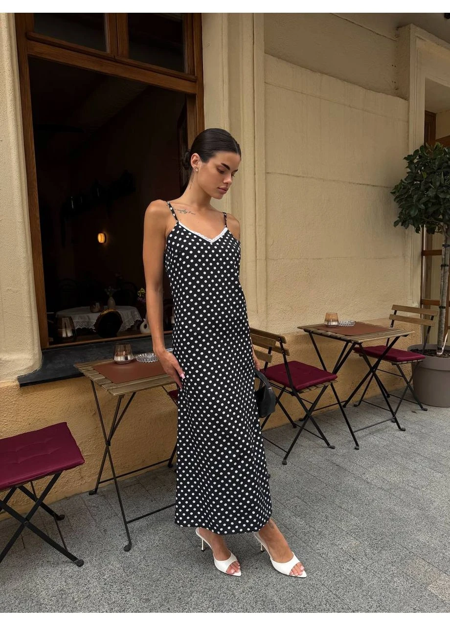 Чорна вечірнє плаття в горошок Fashion