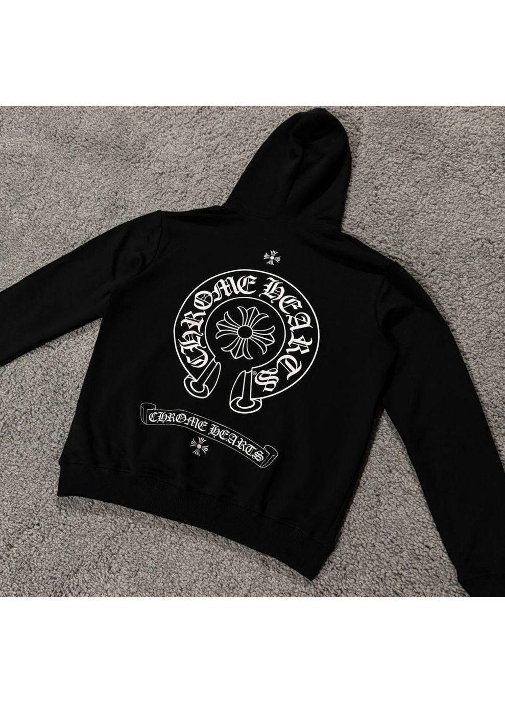 Чоловіче худі - кофта чорне, з красивим принтом, в стилі chrome hearts No Brand (364503815)