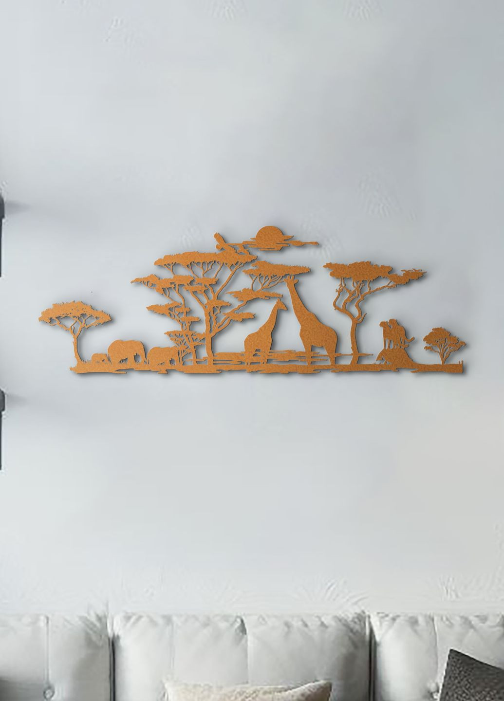 Інтер'єрна картина на стіну, декоративне панно з дерева "Африканські тварини", стиль лофт 35х13 см Woodyard (292111856)