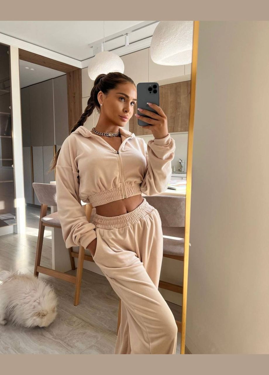 Костюм з преміального велюру кофта укорочена та штани No Brand (345643556)