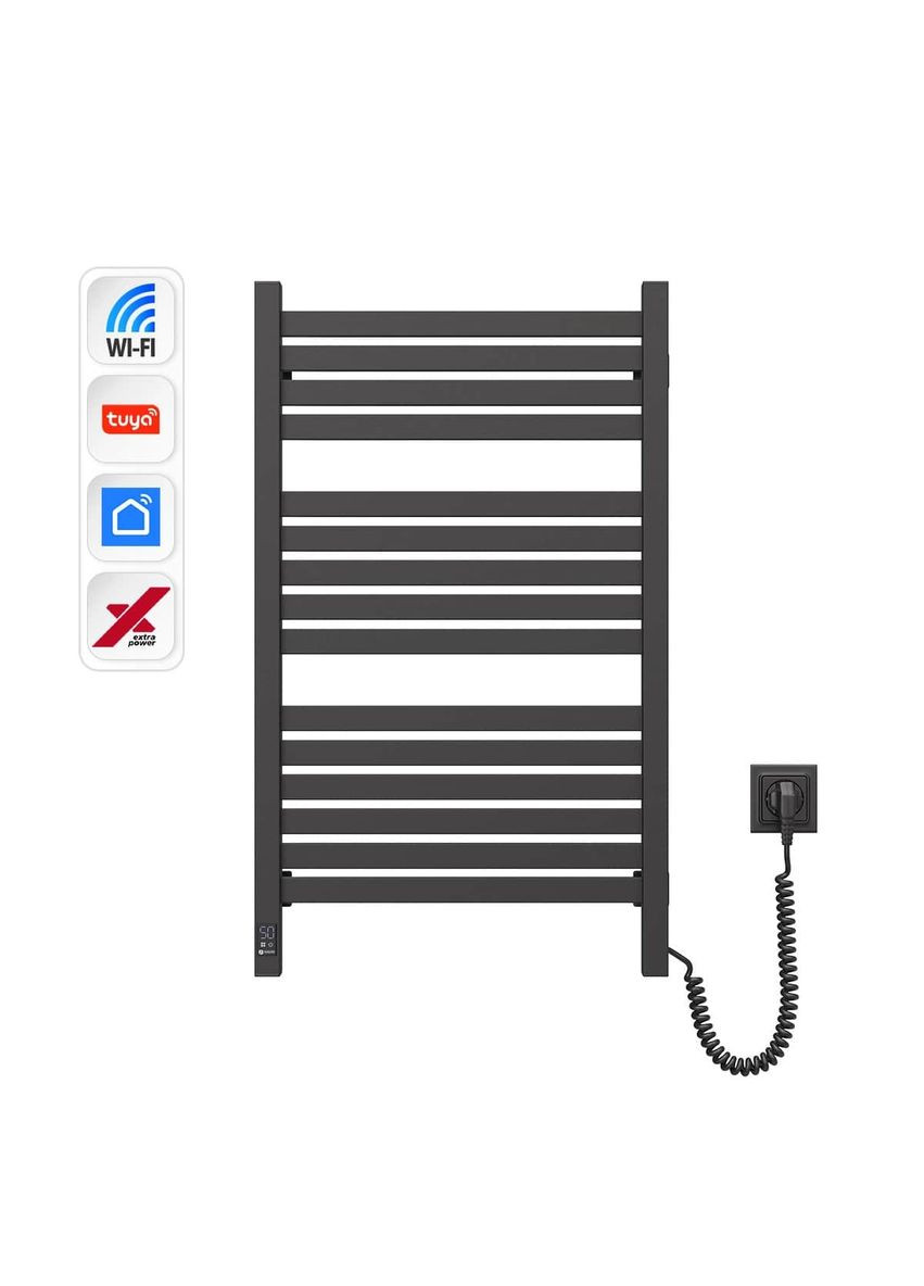 Рушникосушка електрична Авангард Х, 800х480х71мм, Wi-Fi, сталь, чорний муар, праве підключення Navin (370618195)