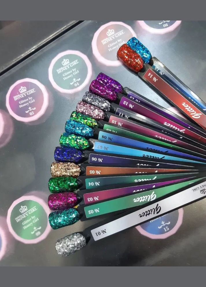 Глиттергель для дизайна Honey Girl 10 мл. №09 с большими блестками No Brand (299386069)